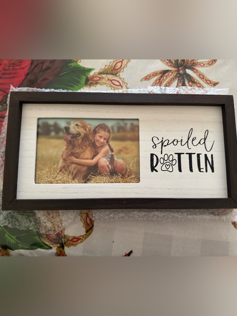 Dog Photo Frame - White/Brown "Spoiled Rotten" Design